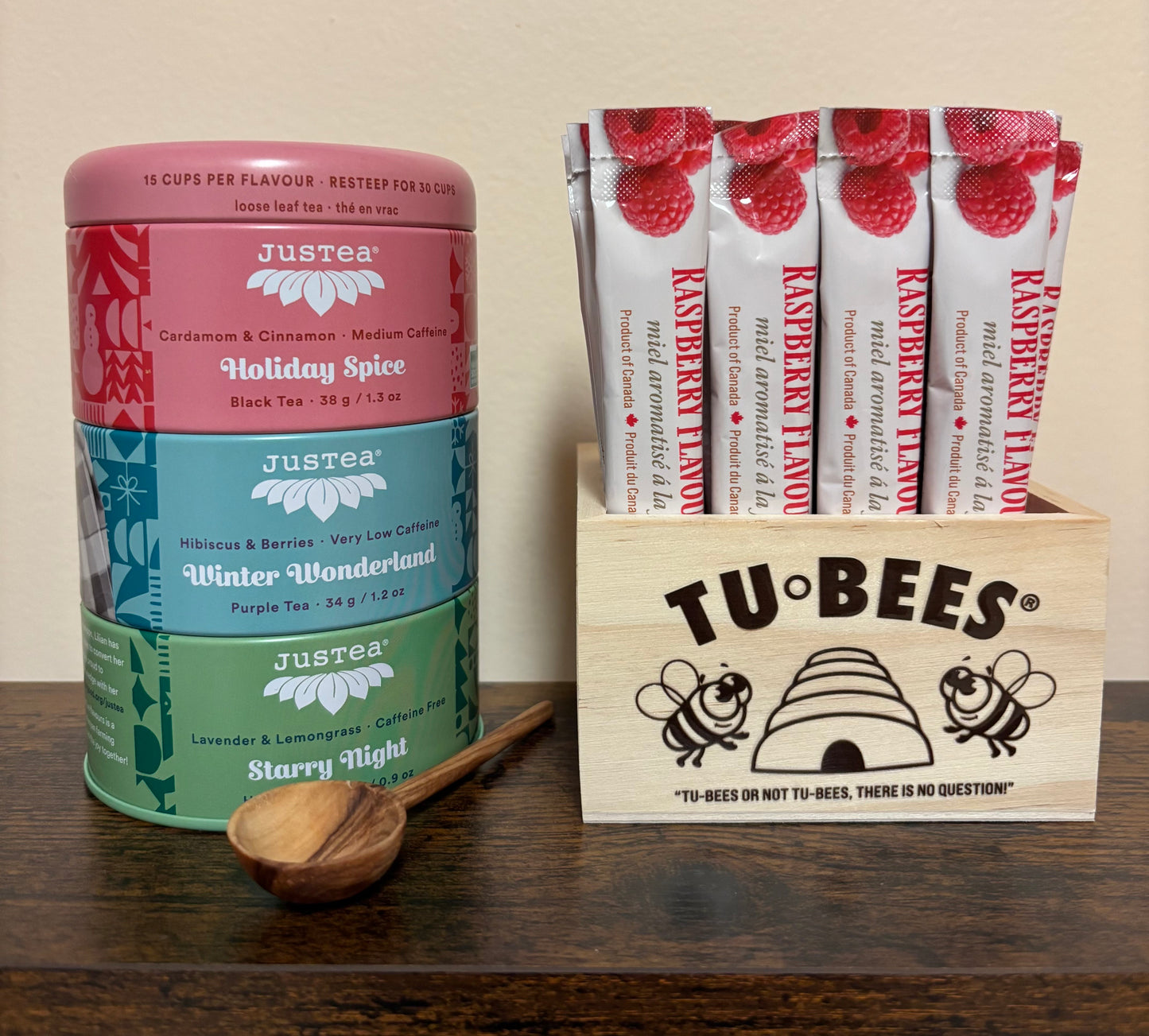 Tu-Bees Mini Squeeze Honey Wooden Display Holder