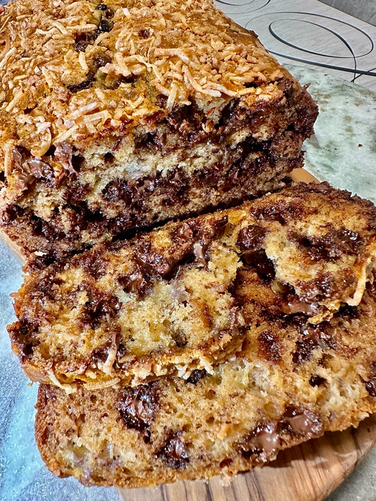 Coconut Honey and Chocolate Chip Banana Bread