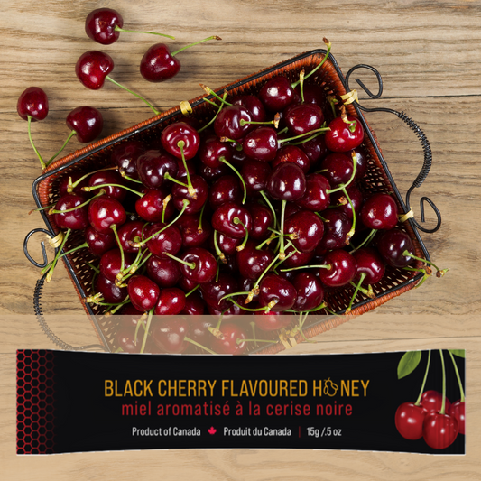 Black Cherry Flavoured Honey - 15g single used package