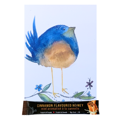 Blue Bird Card with a 15g mini squeeze package of TuBees Honey