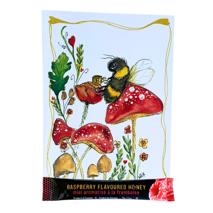 Take Time Card with a 15g mini squeeze package of TuBees Honey